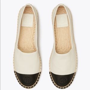 TORY BURCH COLOR-BLOCK LEATHER ESPADRILLE